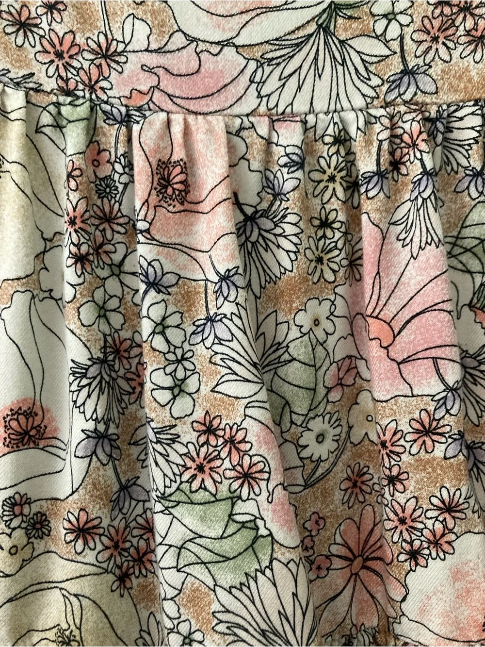 Arizona Jean Company Floral Tiered Peasant Top - Pink, Cream & Green - Picture 4 of 4